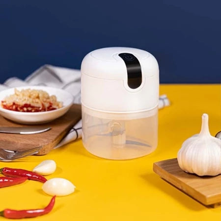 Mini Processador de Alimentos Elétrico Triturador De Alho Elétrico com 03 Lâminas Sem Fio USB Recarregável