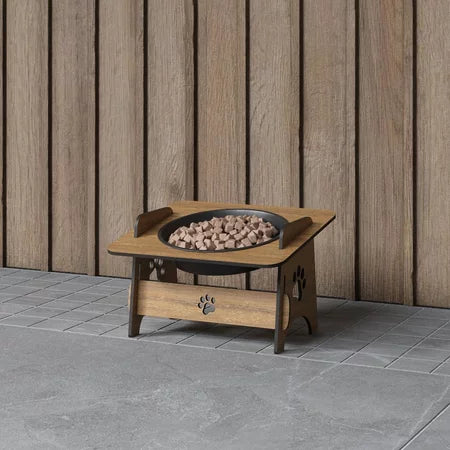 Comedouro Elevado Suspenso Tabaco MDF Gato Cachorro Bebedouro Pet