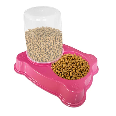 Bebedouro Dupla Função Dispenser Dosador 1 kg Ração/1,5 Litros Água Cães E Gatos