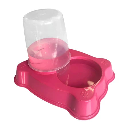 Bebedouro Dupla Função Dispenser Dosador 1 kg Ração/1,5 Litros Água Cães E Gatos