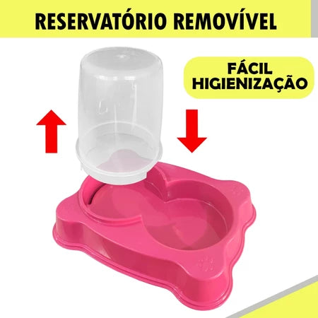 Bebedouro Dupla Função Dispenser Dosador 1 kg Ração/1,5 Litros Água Cães E Gatos