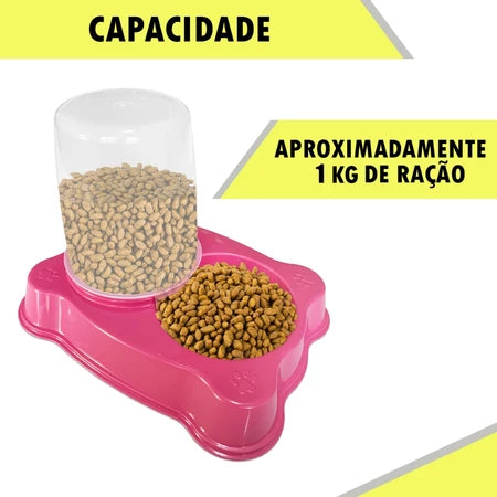 Bebedouro Dupla Função Dispenser Dosador 1 kg Ração/1,5 Litros Água Cães E Gatos