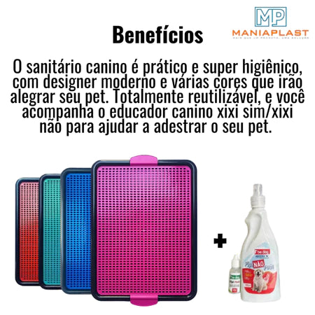 Kit Sanitário Canino Pet + Educador Pet Xixi Sim Pode Xixi Não Pode Tapete Higiênico para Cães