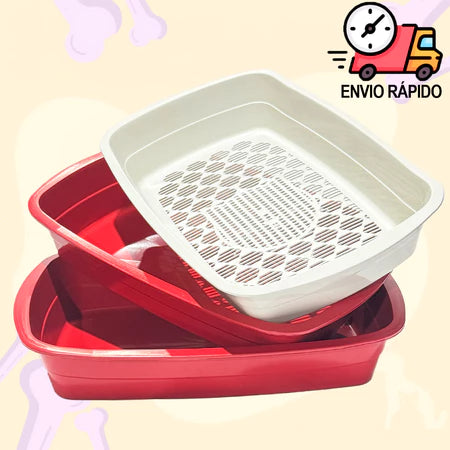 Caixa de Areia Para Gatos Banheira Higiênica Furba 3 Peças Com Bandeja Sanitária Peneira