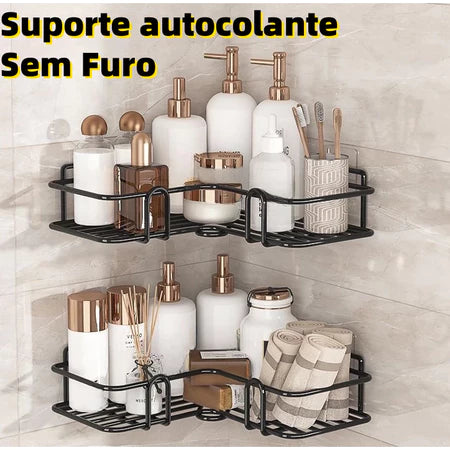 Kit 2 Prateleiras Suporte Com Alto Adesivos Para Parede Banheiro Cozinha lavanderia Shampoo E Sabonete
