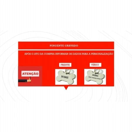 PLAQUINHA IDENTIFICAÇÃO + Coleira PET COM NOME GRAVADO