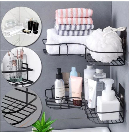 Kit 2 Prateleiras Suporte Com Alto Adesivos Para Parede Banheiro Cozinha lavanderia Shampoo E Sabonete