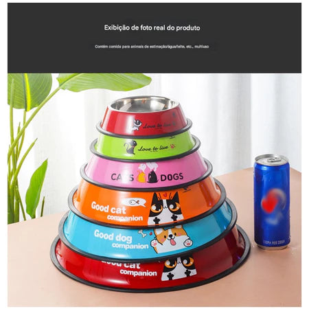 Pet Comedouro e Bebedouro inox Para Cão E Gato Tigelas Inox Coloridas antiderrapante