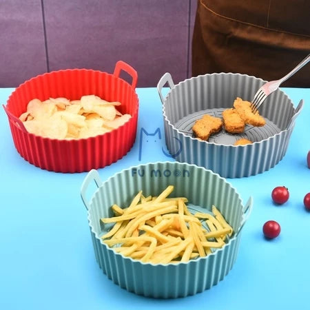 Kit 3 Forma Para Fritadeira Air Fryer Em Silicone Redondo para Cozinha