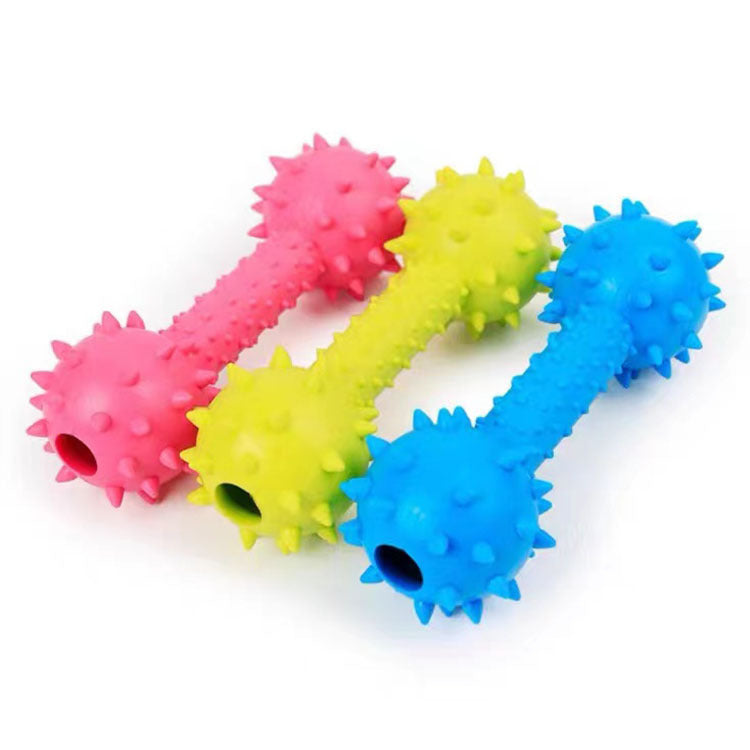 Wholesale Dog Squeaky Toys - Spiky Barbell-shaped TPR Chew-resistant Teeth-Grinding Puzzle Rubber Pet Supplies