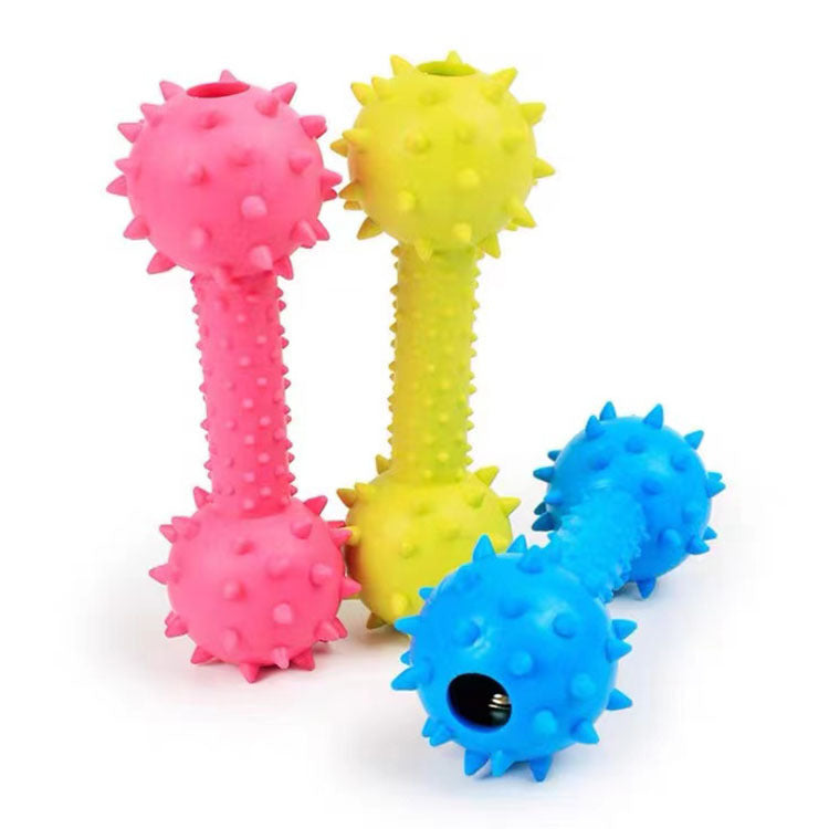 Wholesale Dog Squeaky Toys - Spiky Barbell-shaped TPR Chew-resistant Teeth-Grinding Puzzle Rubber Pet Supplies
