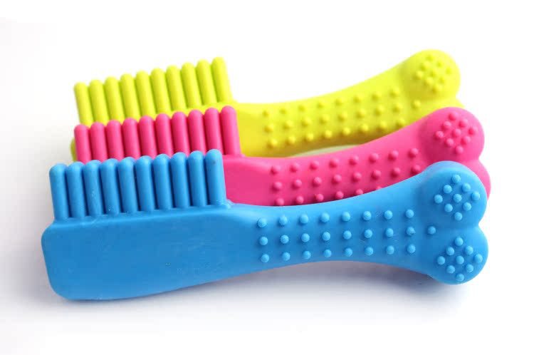 Wholesale Rubber Teething Toothbrush - Bone Shaped Dog Training Toys - Essentials for Small Breeds like Teddy & Poodle
