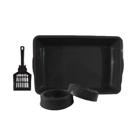 Kit Caixa de Areia para Gatos Bandeja Comedouro e Pá Higiênica pet Care
