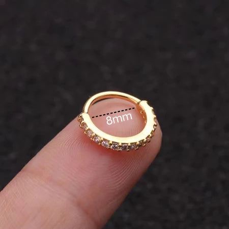 Kit 2 Piercing Nariz Cartilagem Argola Cravejado Strass 7mm