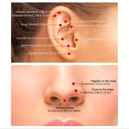 Kit 2 Piercing Nariz Cartilagem Argola Cravejado Strass 7mm