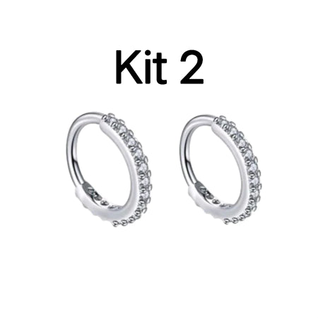 Kit 2 Piercing Nariz Cartilagem Argola Cravejado Strass 7mm