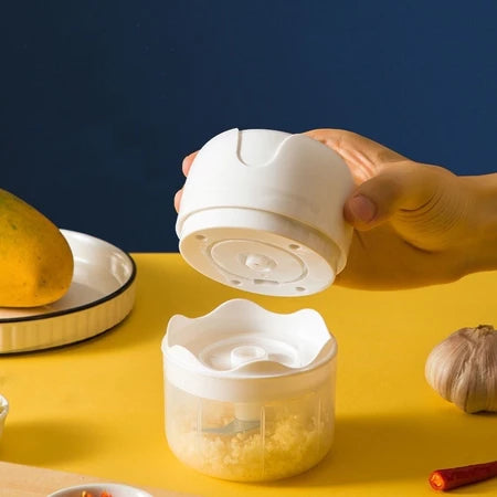 Mini Processador de Alimentos Elétrico Triturador De Alho Elétrico com 03 Lâminas Sem Fio USB Recarregável