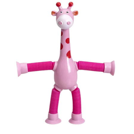 Kit 4 girafas estica e gruda pop it tubo tiktok com luz brinquedo para crianças lançamento promoção