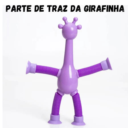Kit 4 girafas estica e gruda pop it tubo tiktok com luz brinquedo para crianças lançamento promoção