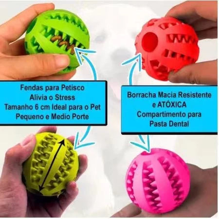 Pet Mordedor Bola Multifuncional Escova Mordedor Porta Petisco Pet Ball Boa Qualidade