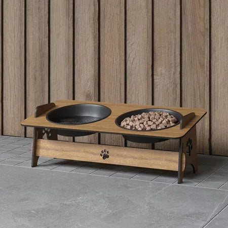 Comedouro Elevado Suspenso Tabaco MDF Gato Cachorro Bebedouro Pet