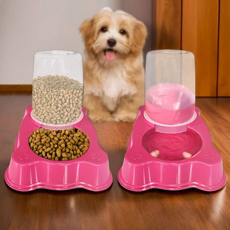 Bebedouro Dupla Função Dispenser Dosador 1 kg Ração/1,5 Litros Água Cães E Gatos