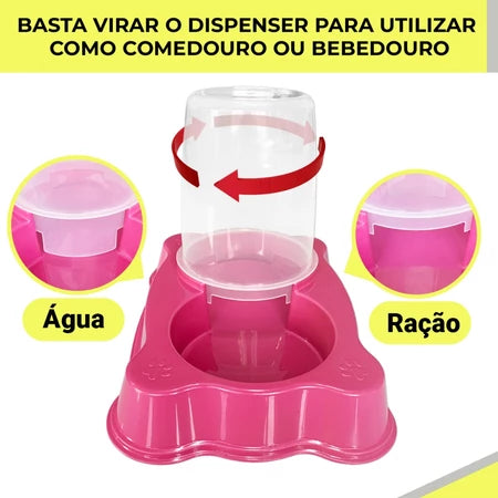 Bebedouro Dupla Função Dispenser Dosador 1 kg Ração/1,5 Litros Água Cães E Gatos