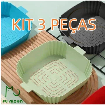 Kit 3 Forma Para Fritadeira Air Fryer Em Silicone Redondo para Cozinha