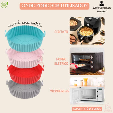 Kit 6 Cesto Em Silicone Antiaderente Air Fryer Reutilizável Protetor Microondas Panela Forno Cesta Antiaderente