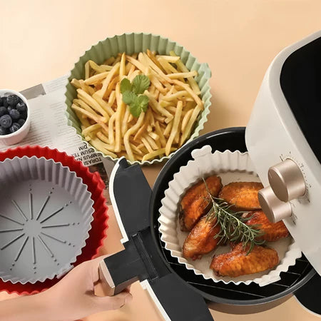 Kit 6 Cesto Em Silicone Antiaderente Air Fryer Reutilizável Protetor Microondas Panela Forno Cesta Antiaderente