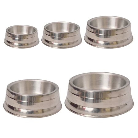 Comedouro Pesado Polido de Alumínio Para Cães Pote De Ração Resistente