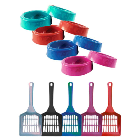 Kit Caixa de Areia para Gatos Bandeja Comedouro e Pá Higiênica pet Care