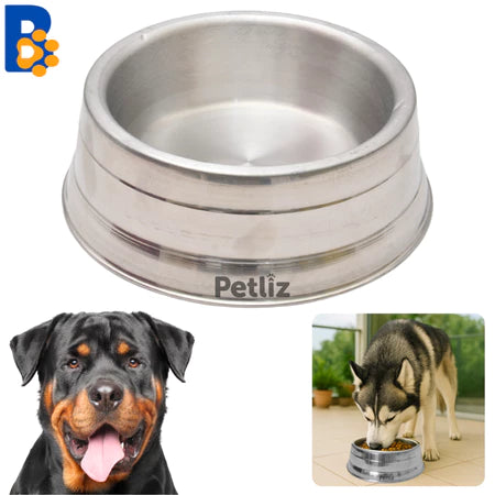 Comedouro Pesado Polido de Alumínio Para Cães Pote De Ração Resistente