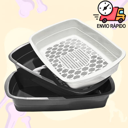 Caixa de Areia Para Gatos Banheira Higiênica Furba 3 Peças Com Bandeja Sanitária Peneira