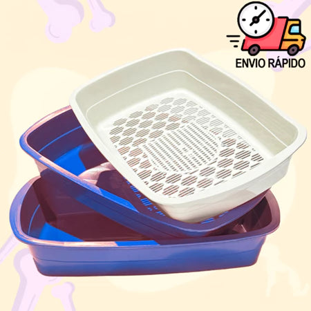 Caixa de Areia Para Gatos Banheira Higiênica Furba 3 Peças Com Bandeja Sanitária Peneira