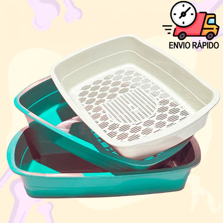 Caixa de Areia Para Gatos Banheira Higiênica Furba 3 Peças Com Bandeja Sanitária Peneira