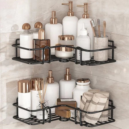 Kit 2 Prateleiras Suporte Com Alto Adesivos Para Parede Banheiro Cozinha lavanderia Shampoo E Sabonete