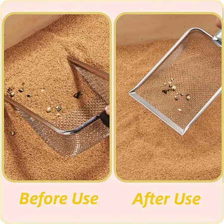 Pá Higiênica De Areia para Gatos Peneira Coletora Aço Inox