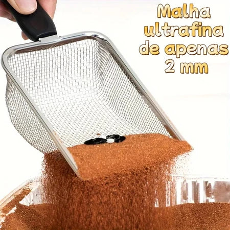 Pá Higiênica De Areia para Gatos Peneira Coletora Aço Inox