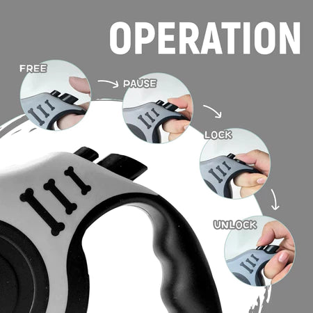 Coleira Guia Retrátil 3Pets Cachorro Cães Gatos Resistente Com Trava Até 11.33kg