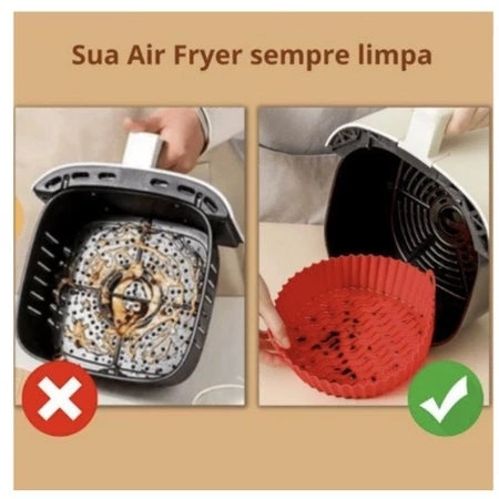 Kit 3 Forma Para Fritadeira Air Fryer Em Silicone Redondo para Cozinha