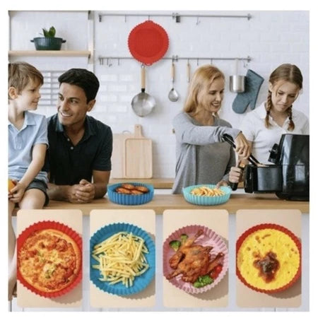 Kit 3 Forma Para Fritadeira Air Fryer Em Silicone Redondo para Cozinha